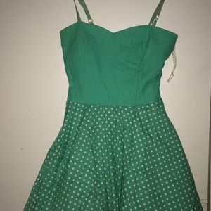 Blue/green polka dot dress